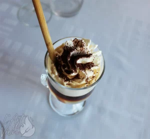 Irish coffee du restaurant gastronomique traditionnel L'Art de Vivre à Moosch dans le Haut-Rhin en Alsace
